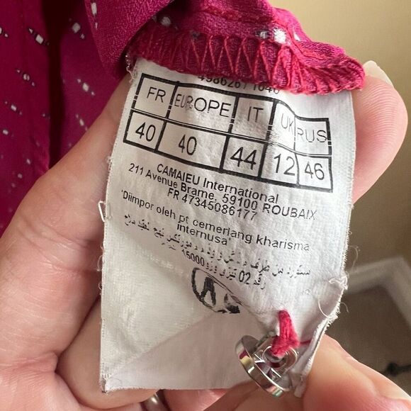 Camaieu Womens Printed‎ Flowy Blouse Pink Size 8 Work Career Wear - Picture 3 of 6